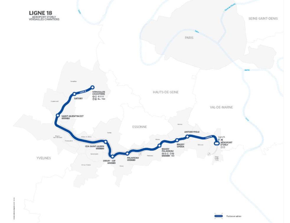 La partie souterraine ouest de la ligne 18 du Grand Paris express attribué à Spie Batignolles