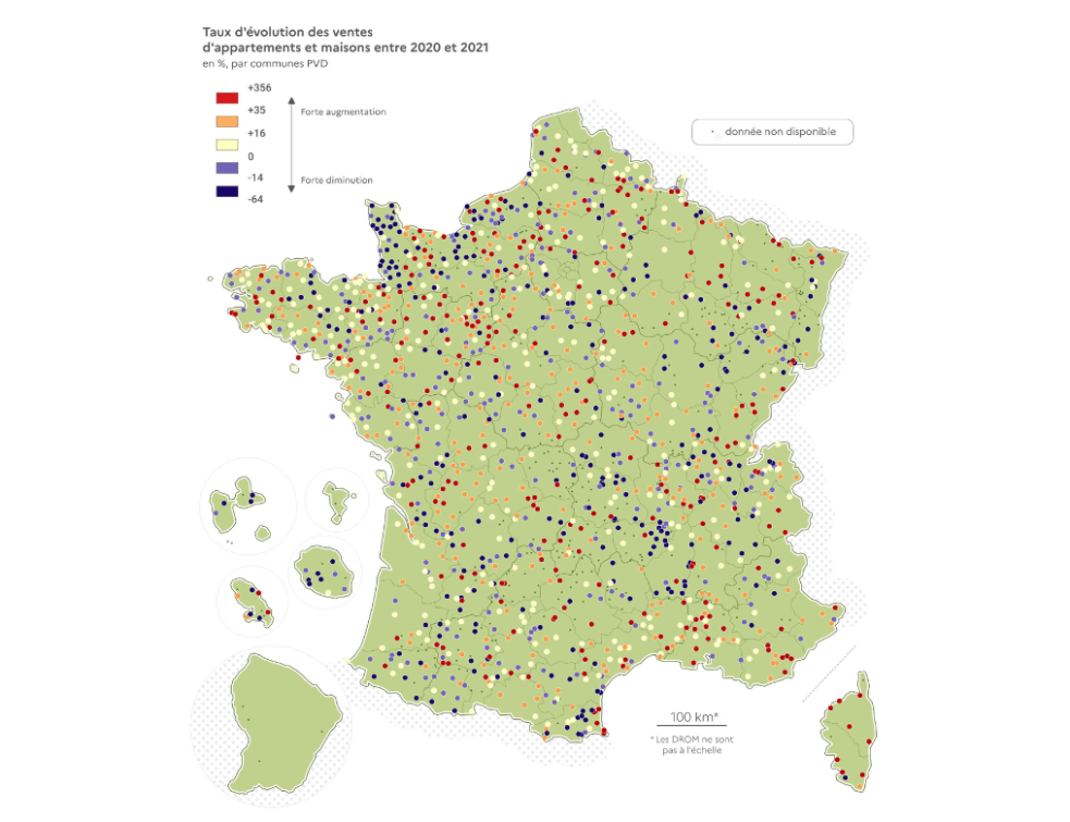 Hausse des achats de maisons et appartements dans les petites villes entre 2020 et 2021