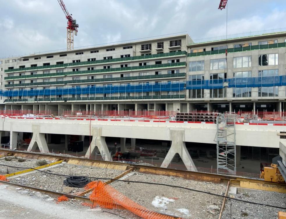 Le chantier de la gare routière en cours de construction à Nice
